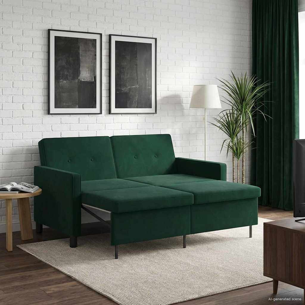 vidaXL Schlafsofa Dunkelgrün Stoff