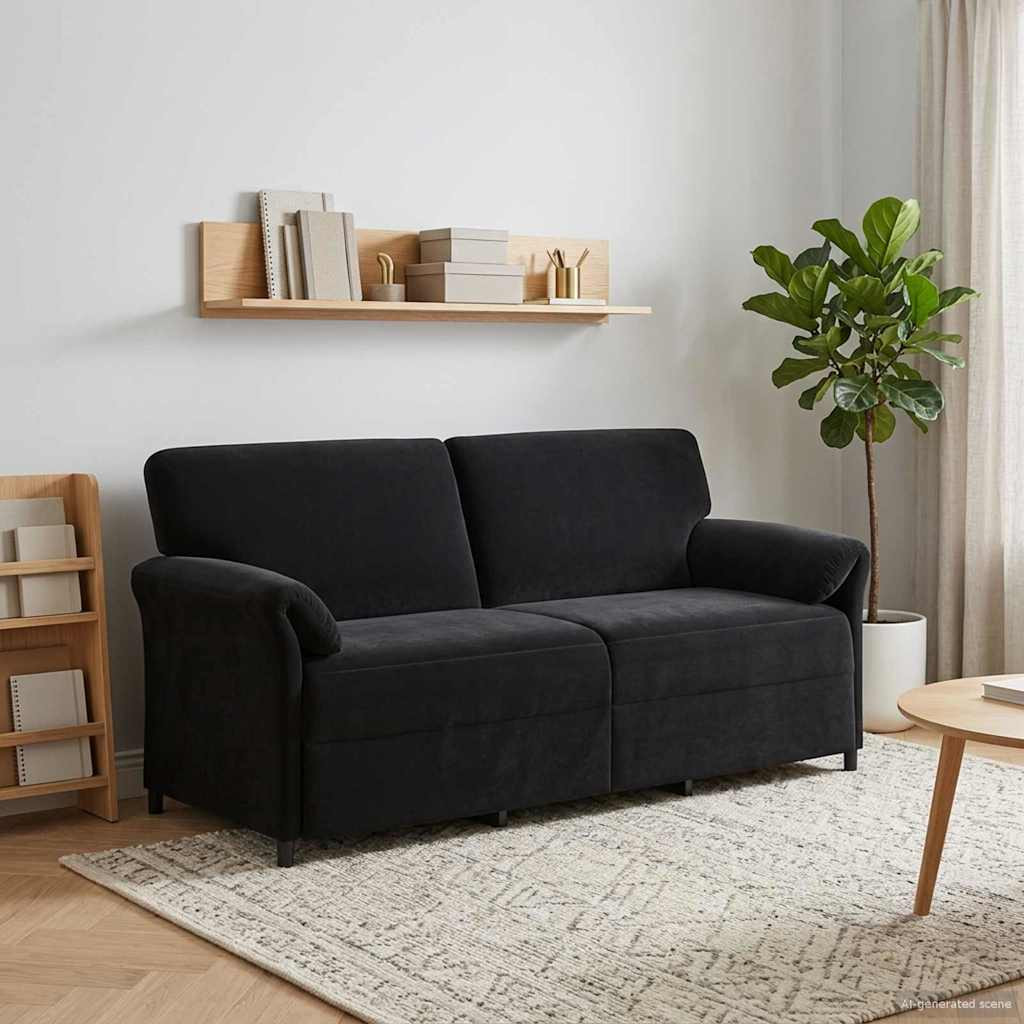 vidaXL 3-Sitzer-Sofa Schwarz 198 x 83 x 95 cm Samt