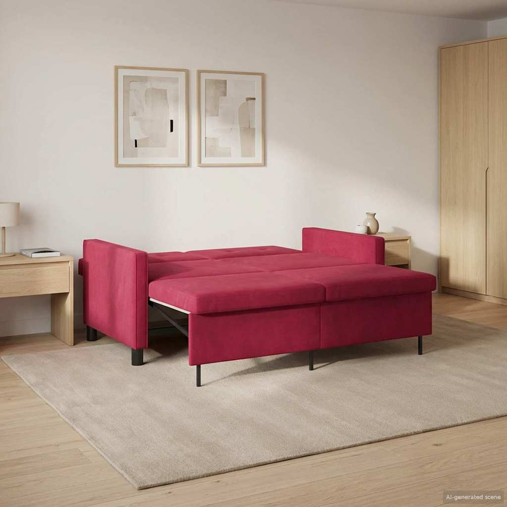 vidaXL Schlafsofa Weinrot Stoff