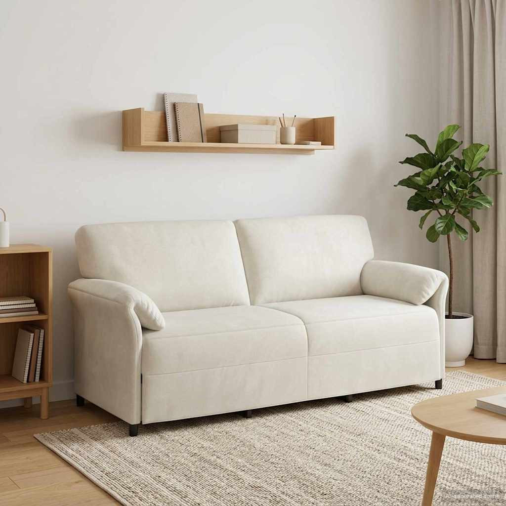 vidaXL 3-Sitzer-Sofa Creme 198 x 83 x 95 cm Samt