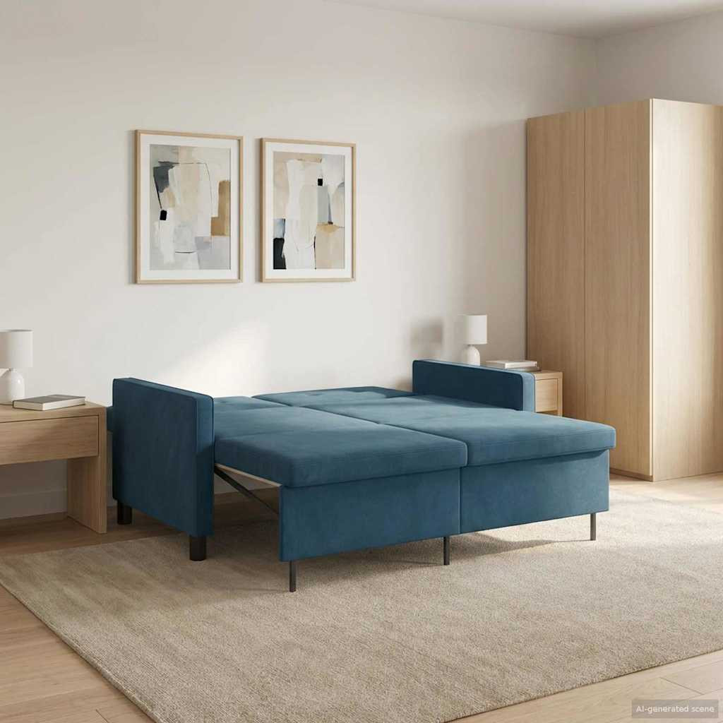 vidaXL Schlafsofa Blau Stoff