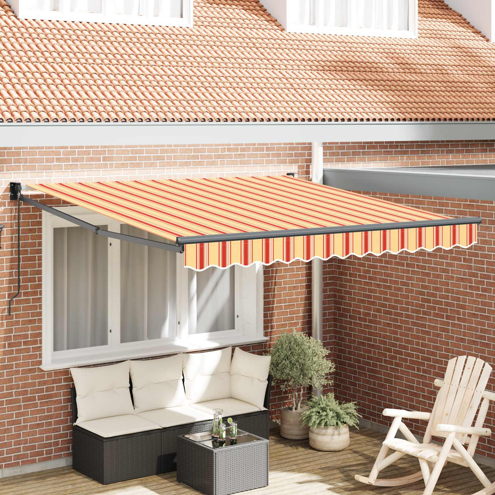 vidaXL Ausziehbare Markise Gelb und Orange 350 x 250 x 165 cm
