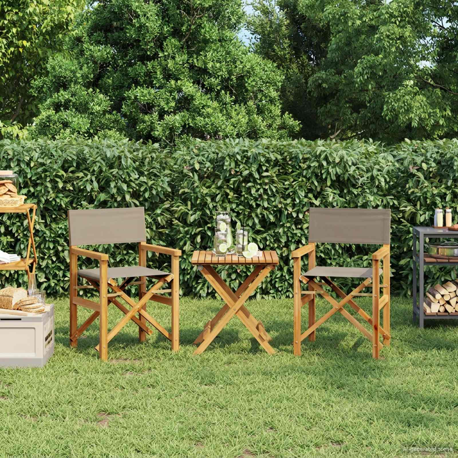 vidaXL Regiestuhl 100% Polyester mit solidem Teak