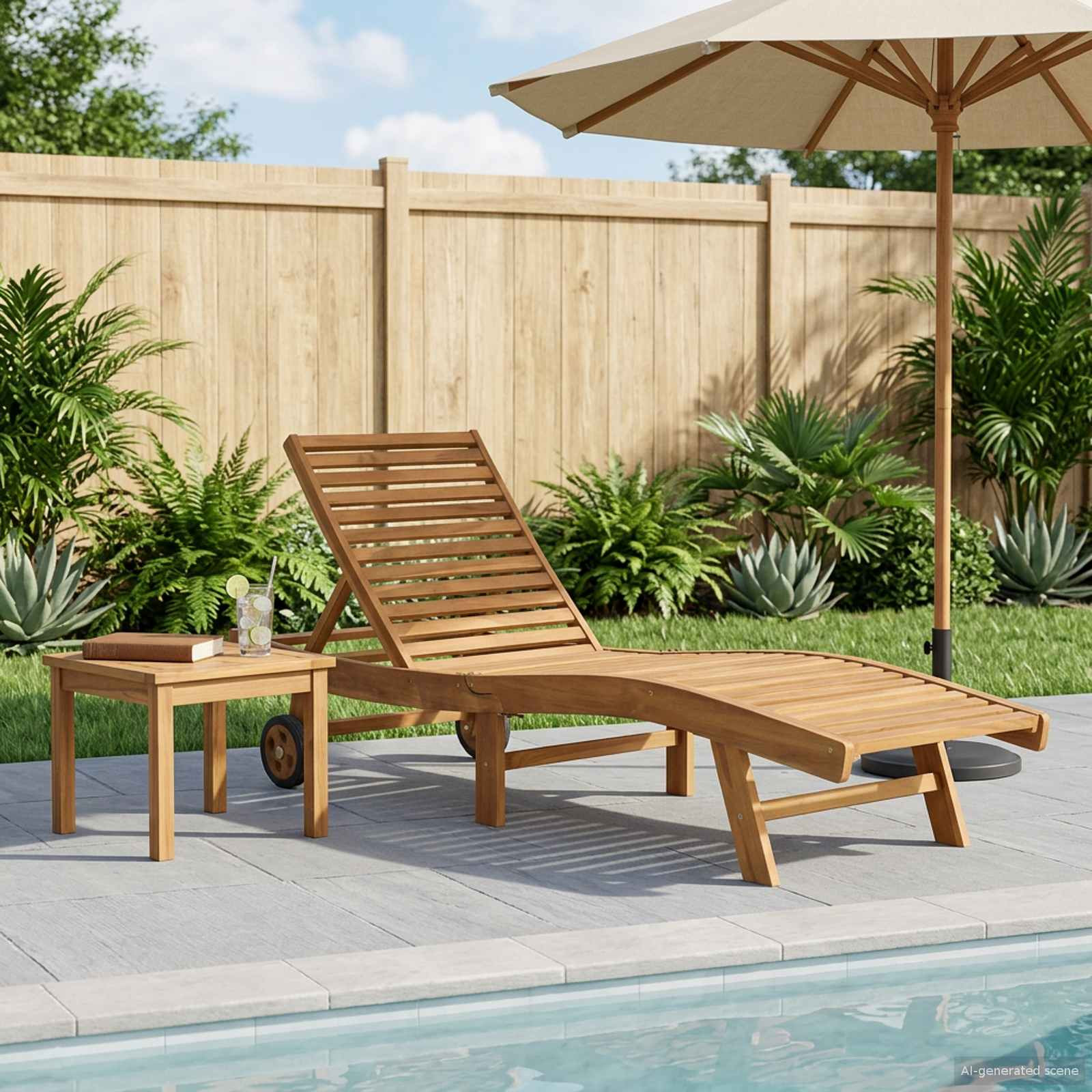 vidaXL Sonnenliege Massivholz Teak Braun