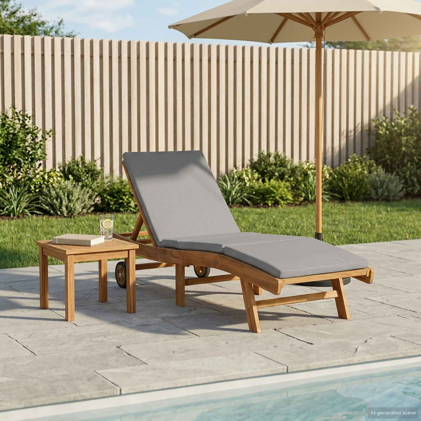 vidaXL Sonnenliege Polyester Braun und Hellgrau