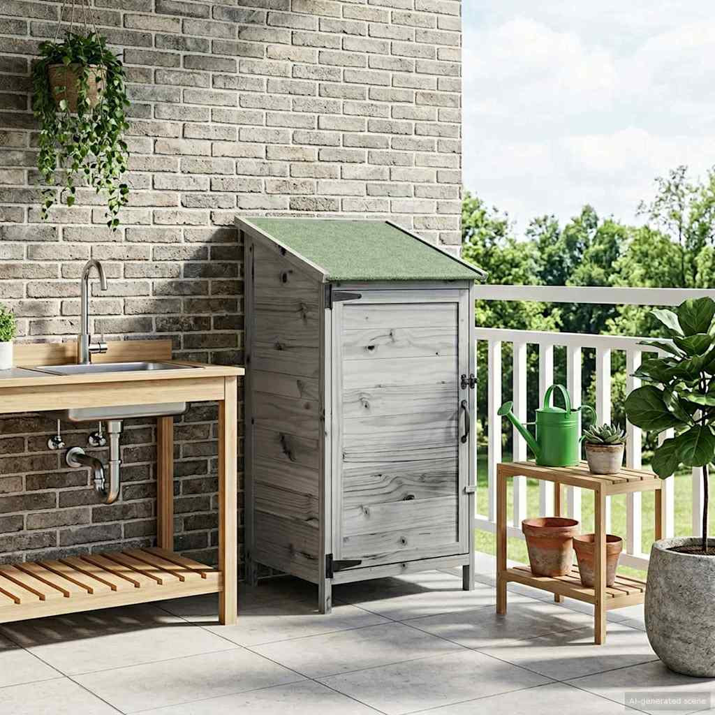 vidaXL Gartenschuppen Grau 59 x 56 x 113,5 cm Massivholz aus Fichte