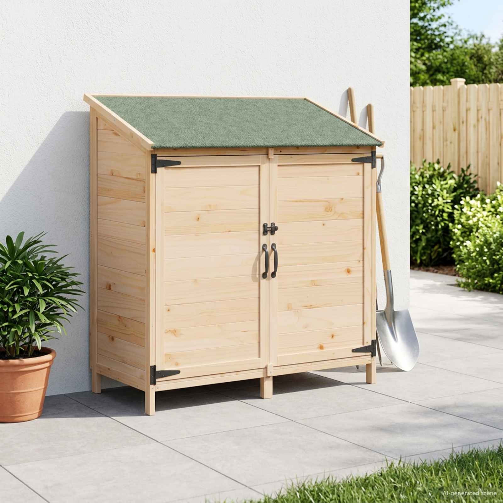 vidaXL Gartenschuppen mit Dach mit Schloss Natur 106,5 x 56 x 113,5 cm