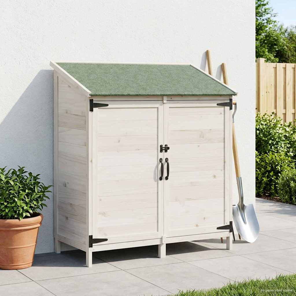 vidaXL Gartenschuppen Weiß 106,5 x 56 x 113,5 cm Massivholz aus Fichte