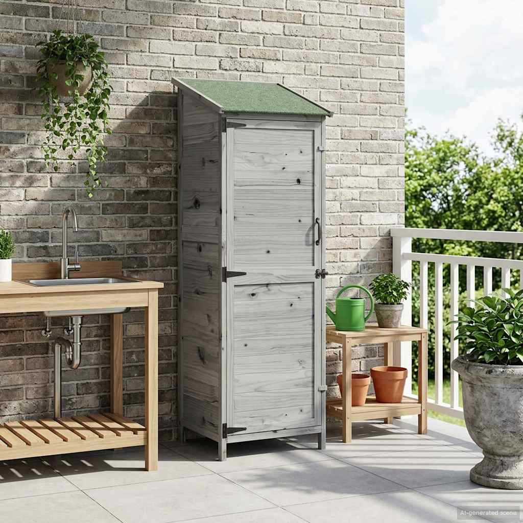 vidaXL Gartenschuppen Grau 59,5 x 56 x 176,5 cm Massivholz aus Fichte