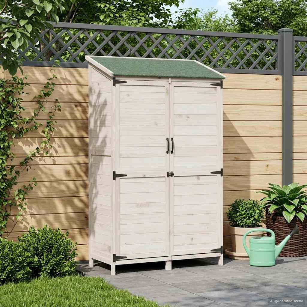vidaXL Gartenschuppen Weiß 106,5 x 56 x 176 cm Massivholz aus Fichte
