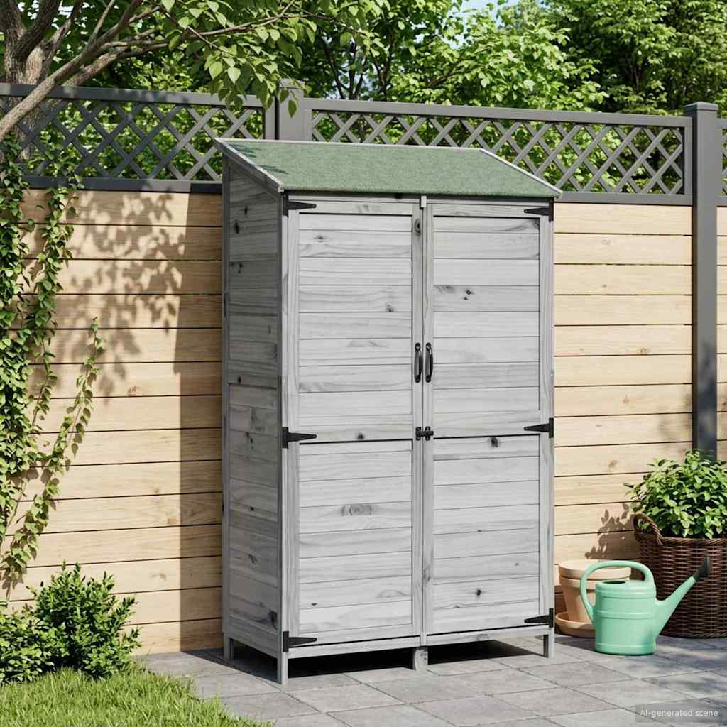 vidaXL Gartenschuppen Grau 106,5 x 56 x 176 cm Massivholz aus Fichte