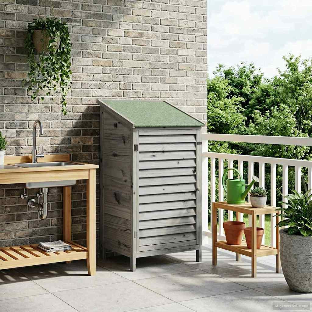 vidaXL Gartenschuppen Grau 59 x 56 x 113,5 cm Massivholz aus Fichte