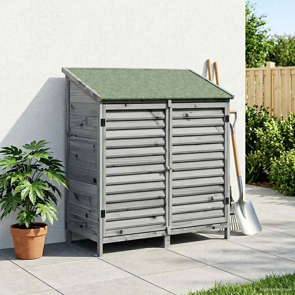 vidaXL Gartenschuppen Grau 106 x 56 x 113,5 cm Massivholz aus Fichte