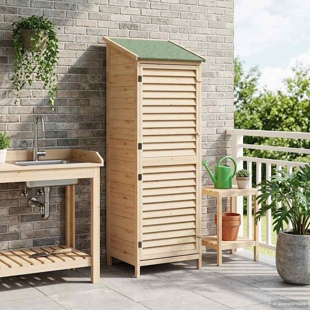 vidaXL Gartenschuppen Natur 59 x 56 x 176 cm Massivholz aus Fichte