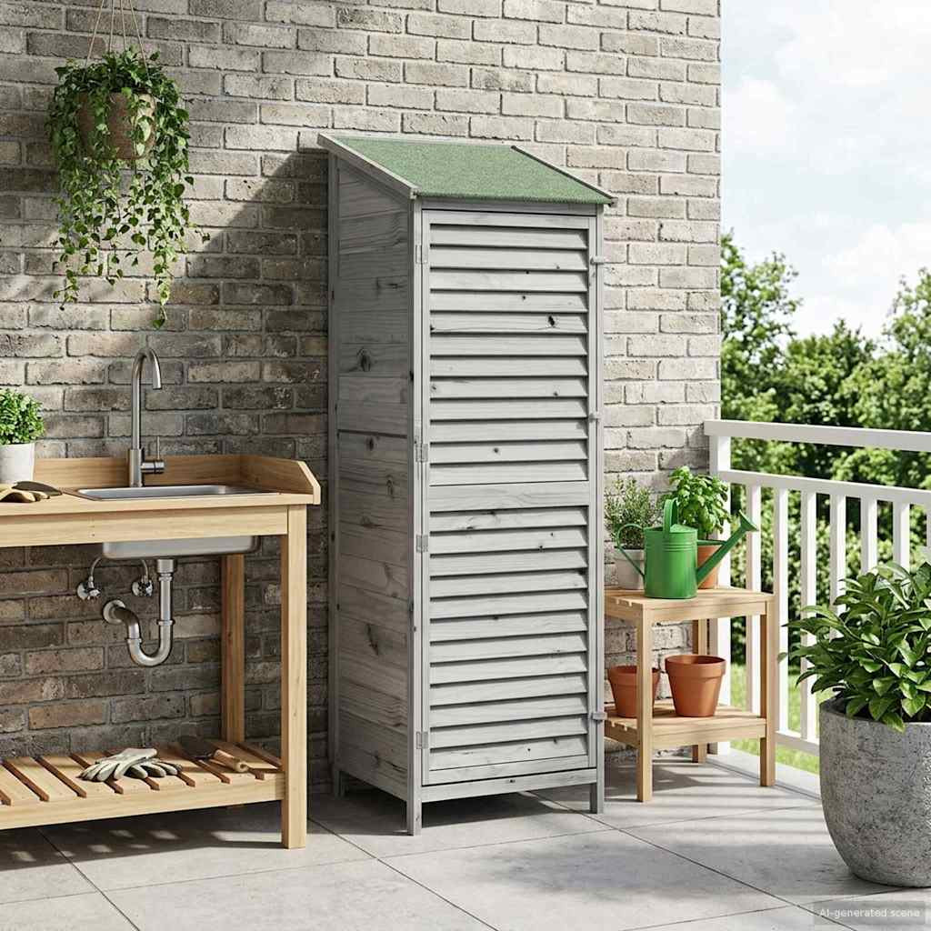 vidaXL Gartenschuppen Grau 59 x 56 x 176 cm Massivholz aus Fichte