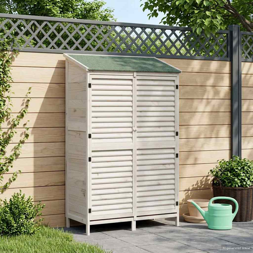 vidaXL Gartenschuppen Weiß 106 x 56 x 176,5 cm Massivholz aus Fichte