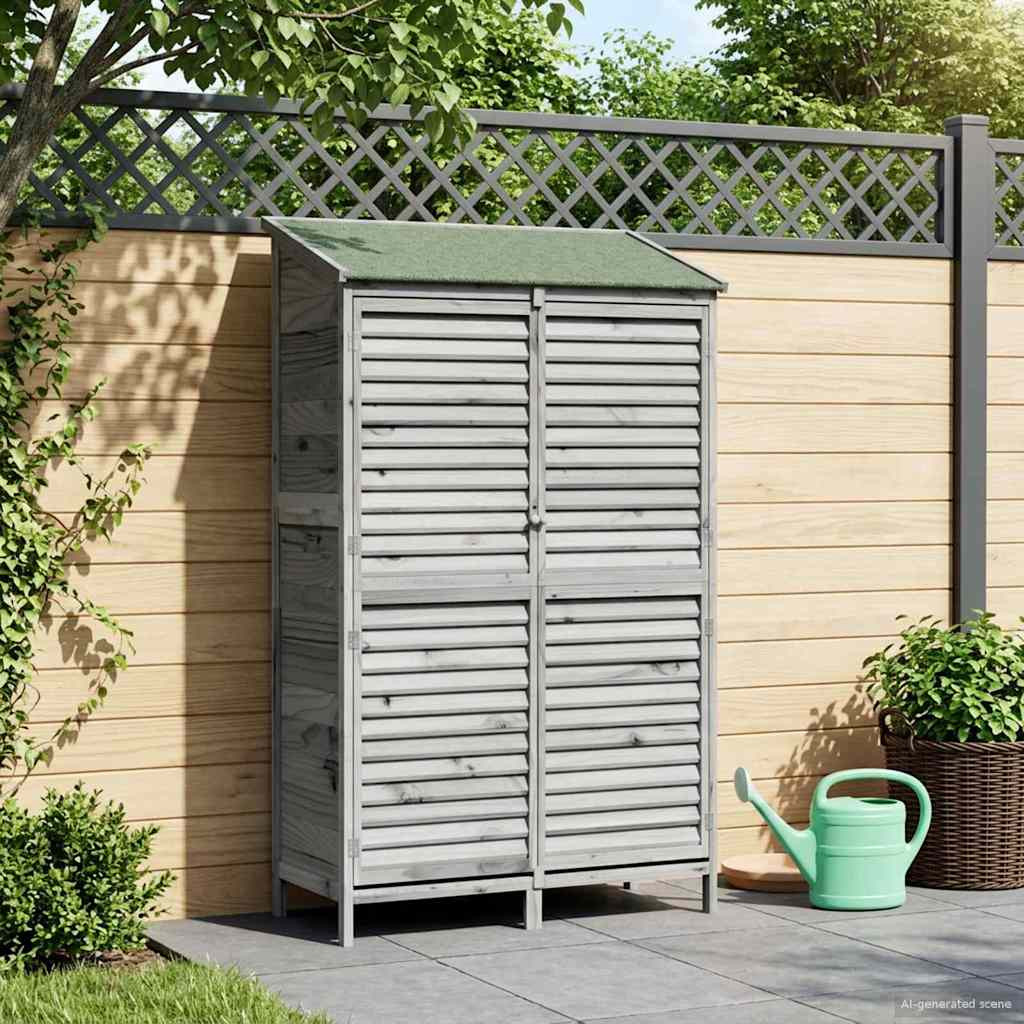 vidaXL Gartenschuppen Grau 106 x 56 x 176,5 cm Massivholz aus Fichte