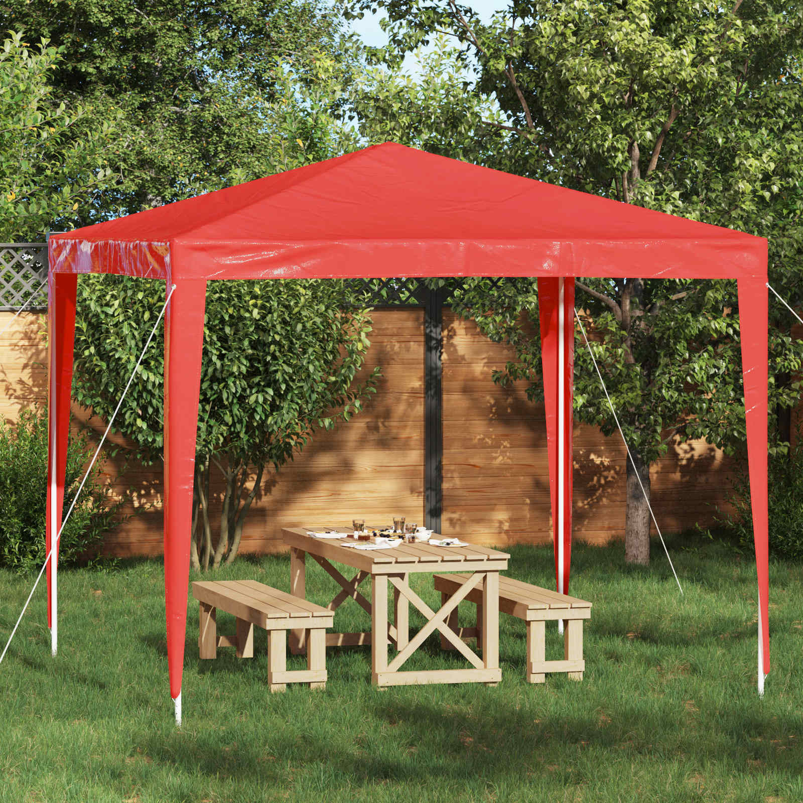 vidaXL Party-Zelt 250 x 250 x 240 cm Rot PE und Stahl