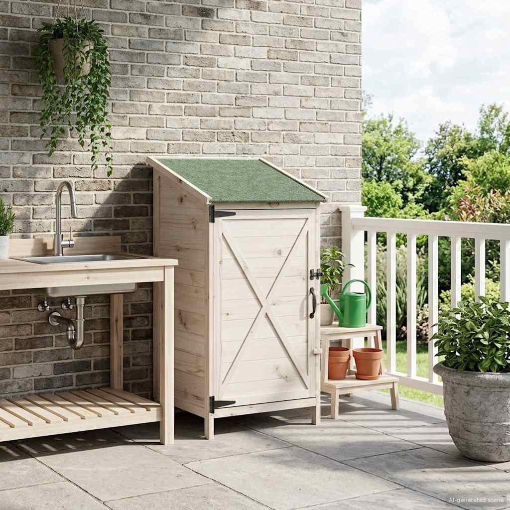 vidaXL Gartenschuppen Weiß 59,5 x 56 x 113,5 cm Massivholz aus Fichte