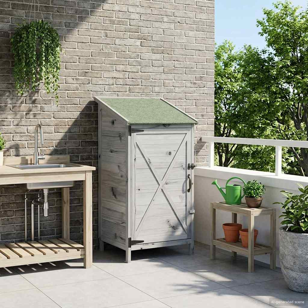 vidaXL Gartenschuppen Grau 59,5 x 56 x 113,5 cm Massivholz aus Fichte