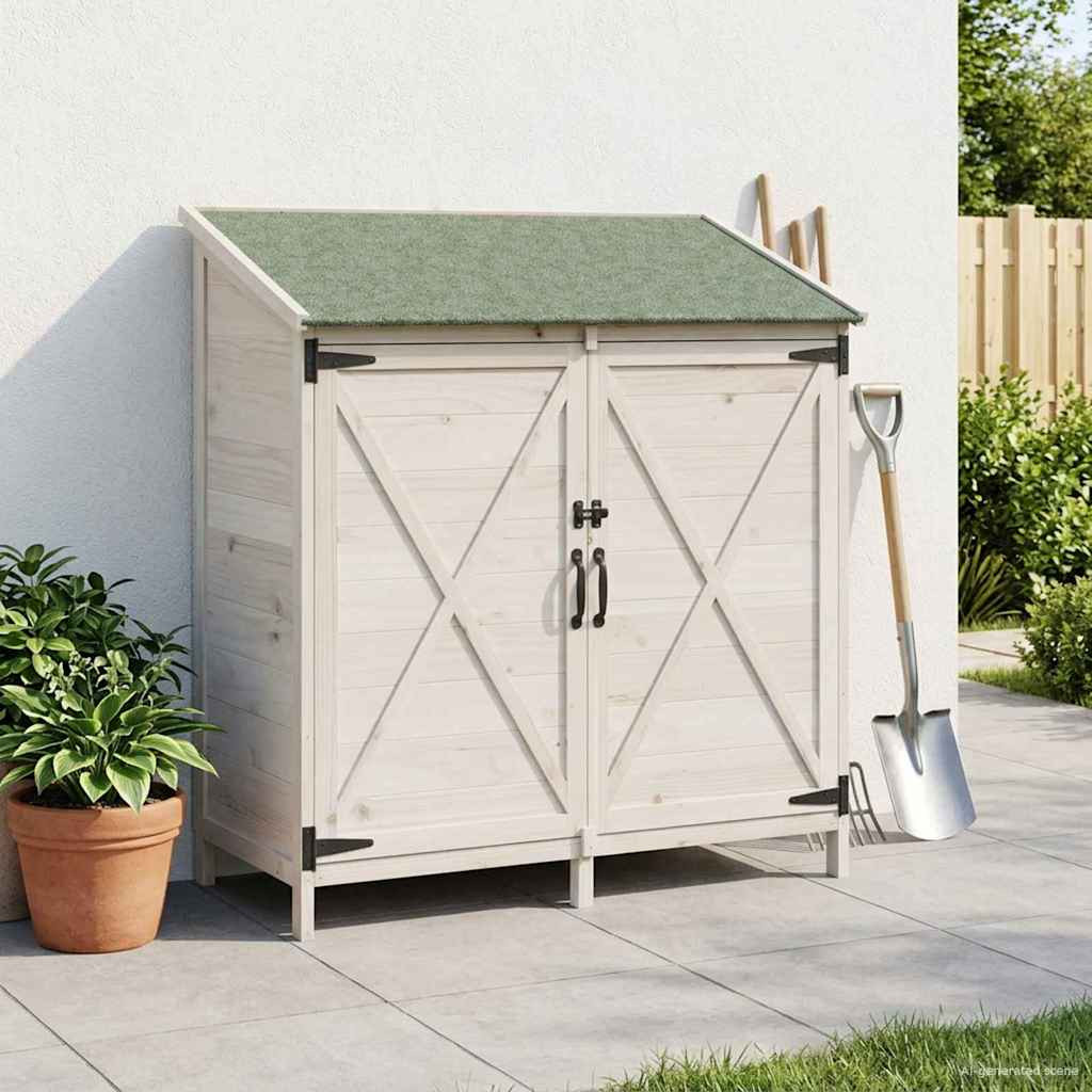 vidaXL Gartenschuppen Weiß 106 x 56 x 113,5 cm Massivholz aus Fichte