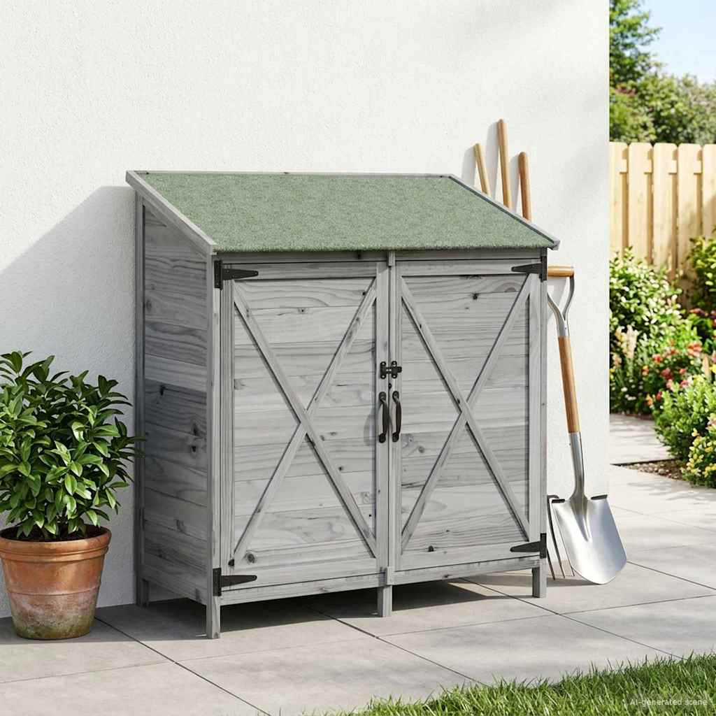 vidaXL Gartenschuppen Grau 106 x 56 x 113,5 cm Massivholz aus Fichte