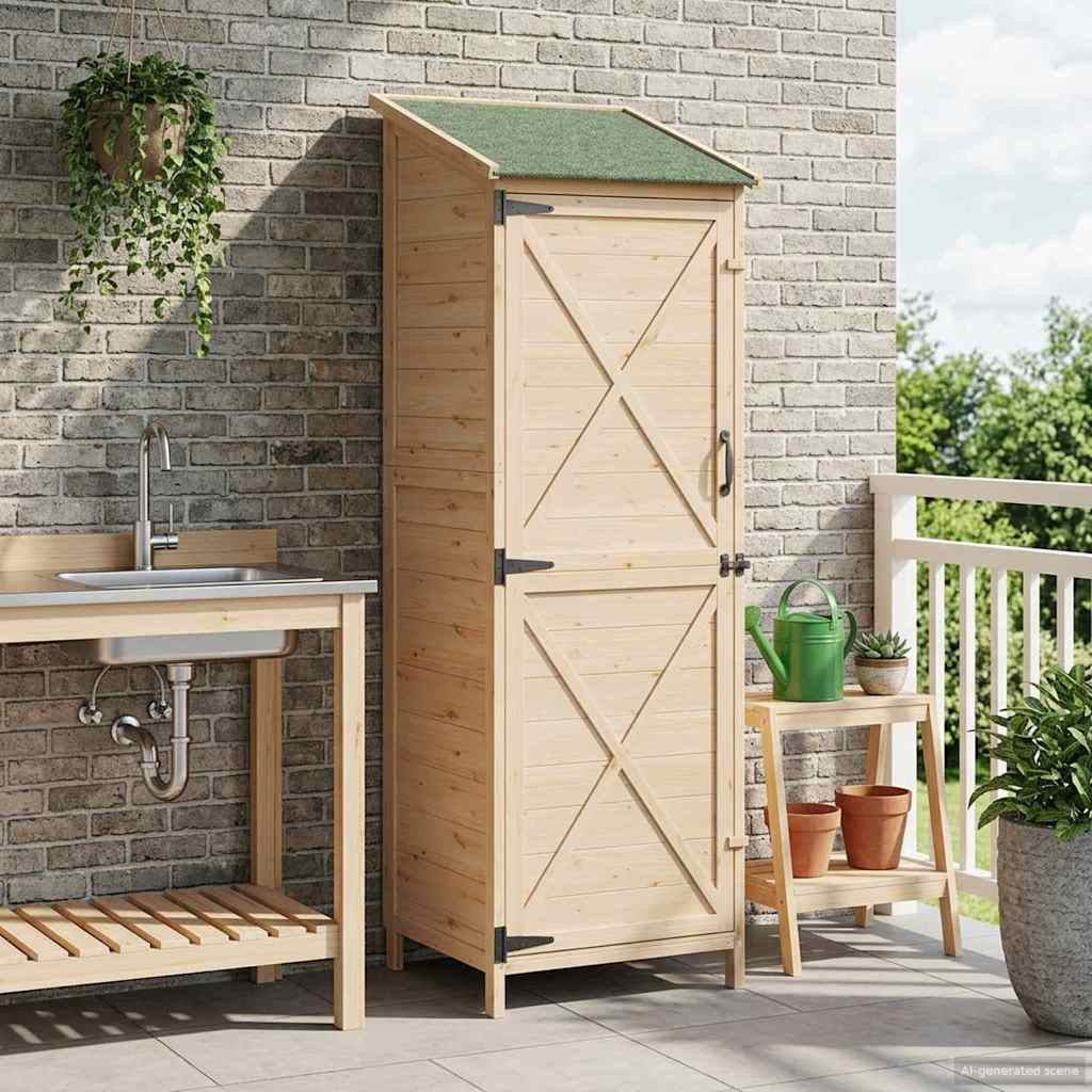 vidaXL Gartenschuppen Natur 59,5 x 56 x 176,5 cm Massivholz aus Fichte