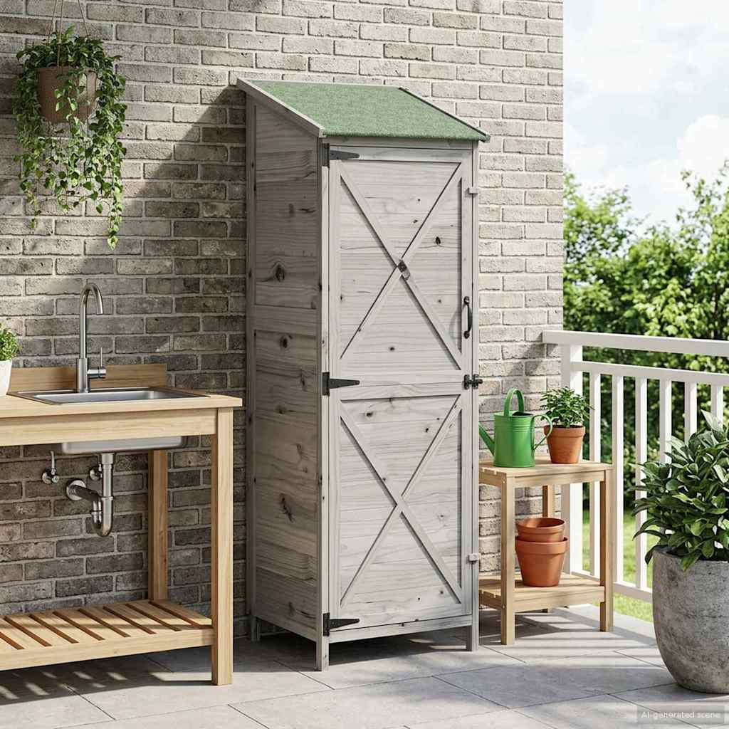 vidaXL Gartenschuppen Grau 59,5 x 56 x 176,5 cm Massivholz aus Fichte