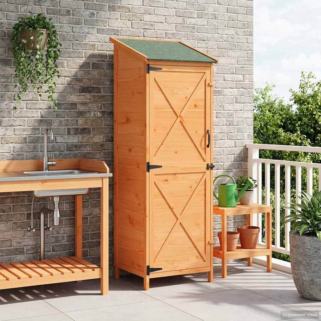 vidaXL Gartenschuppen Braun 59,5 x 56 x 176,5 cm Massivholz aus Fichte