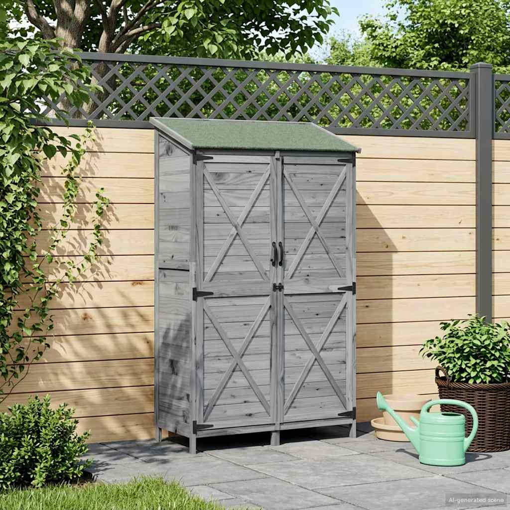 vidaXL Gartenschuppen Grau 106 x 56 x 176,5 cm Massivholz aus Fichte