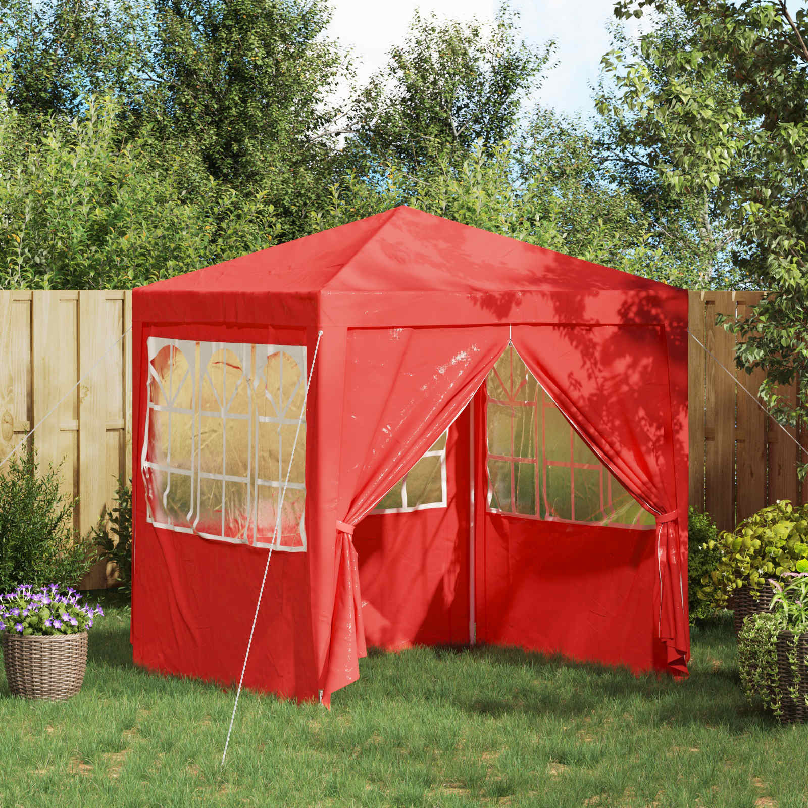vidaXL Party-Zelt Rot 200 x 200 x 240 cm PE und Stahl