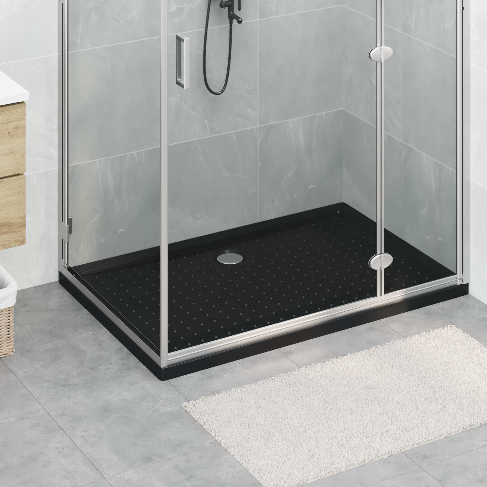 vidaXL Duschwanne mit Noppenstruktur 120 x 80 x 4 cm ABS Schwarz