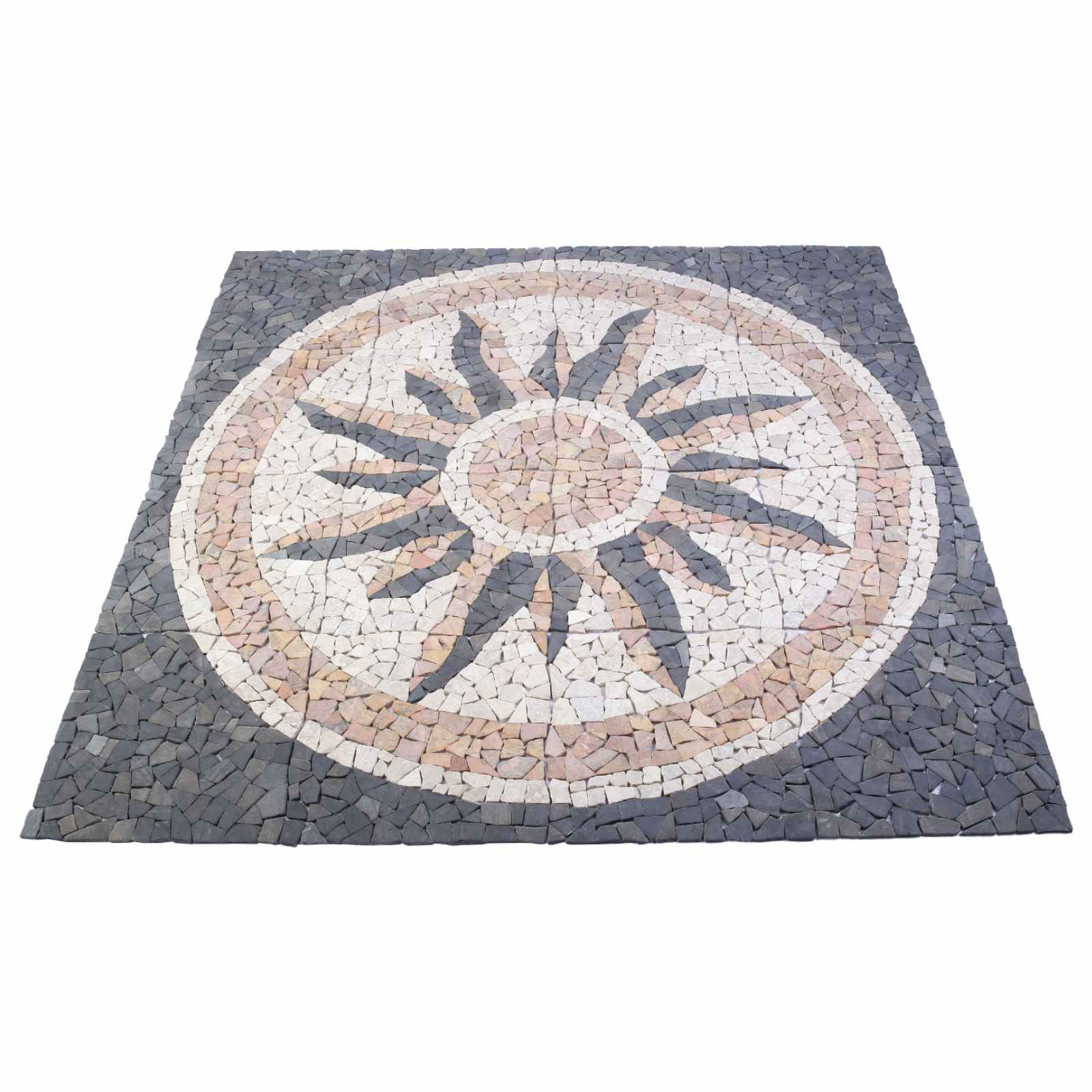 vidaXL Mosaikfliesen Sonnenmuster Mehrfarbig 120 x 120 cm aus Marmor