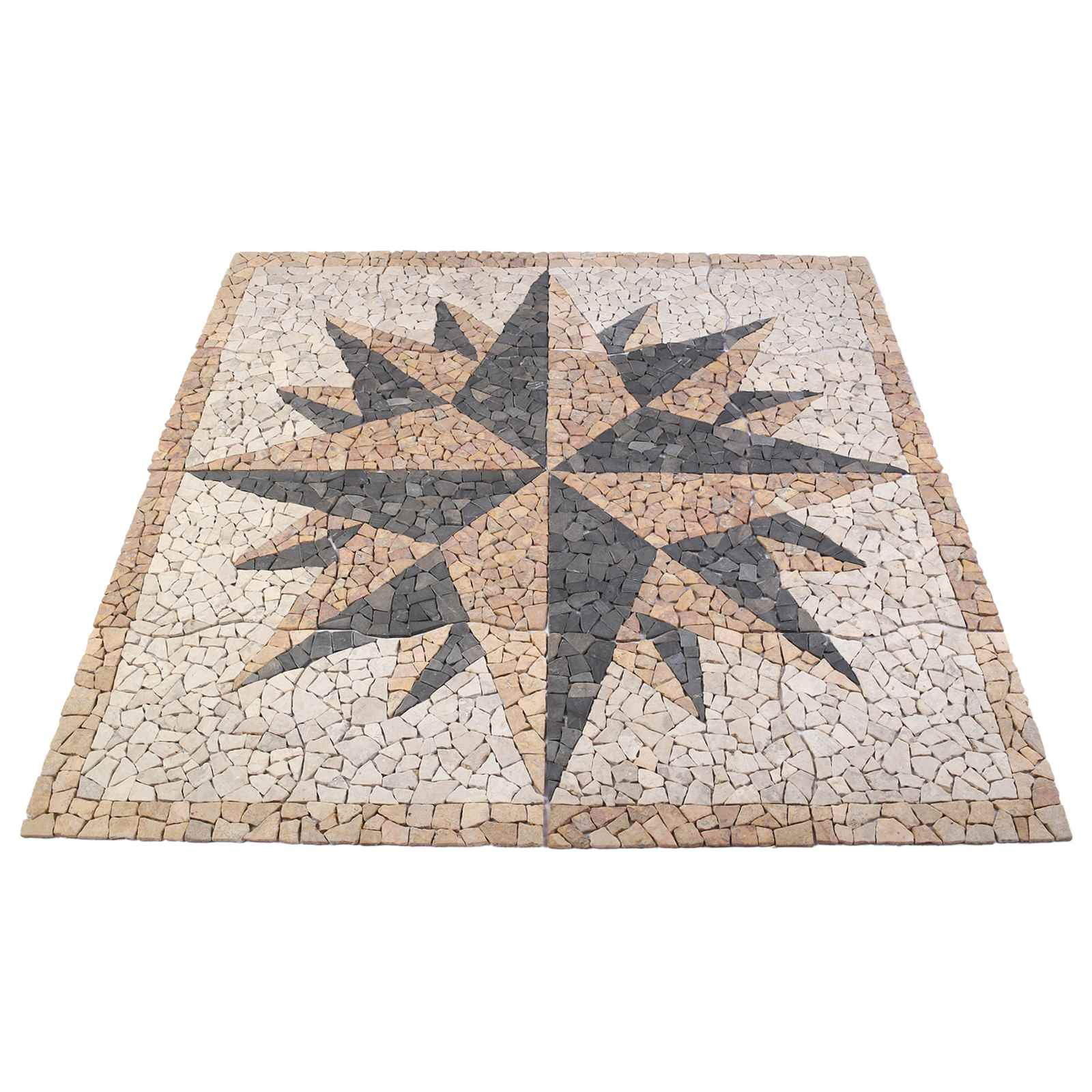 vidaXL Mosaikfliesen Windmuster Mehrfarbig 120 x 120 cm Marmor