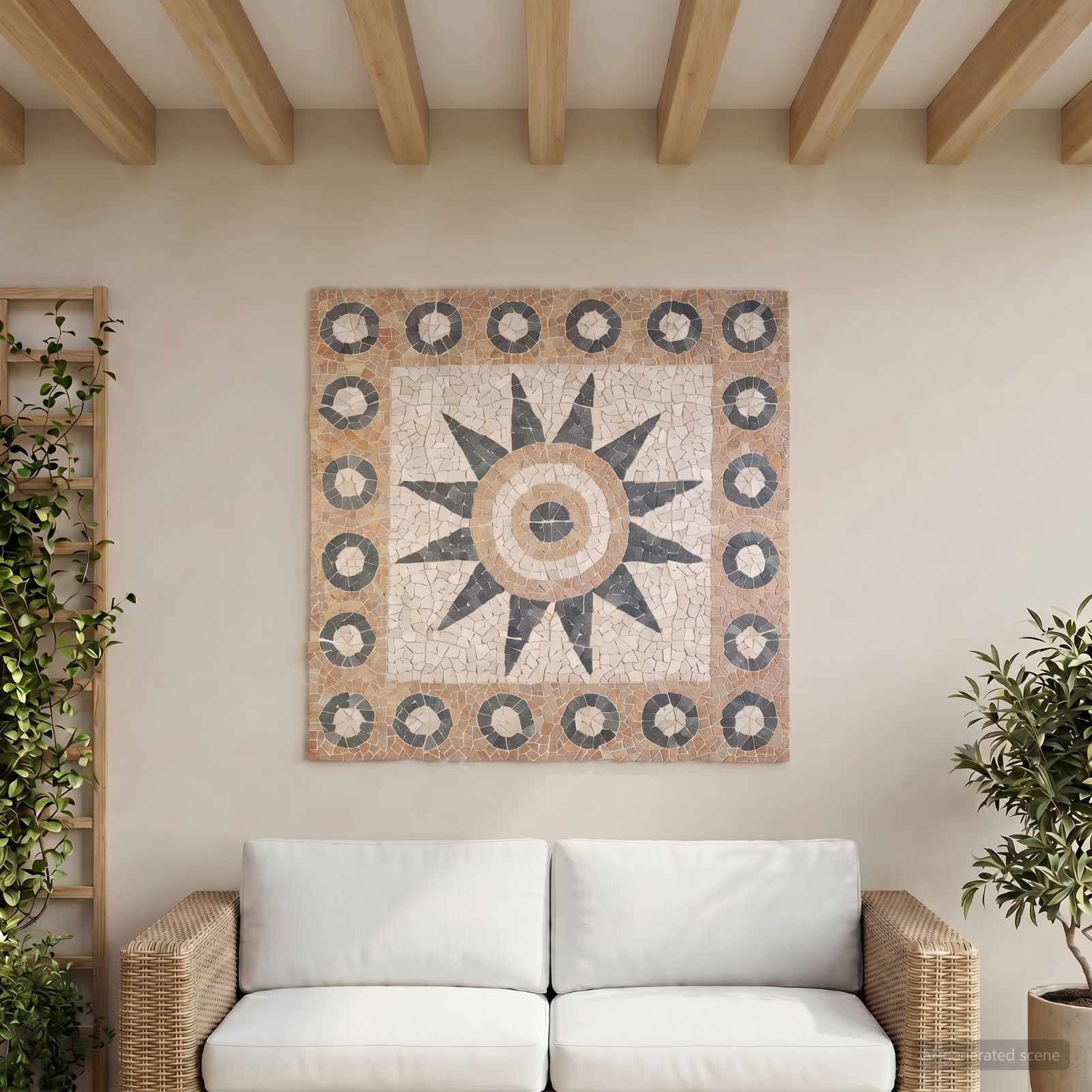 vidaXL Mosaikfliesen Blütenmuster Mehrfarbig 120 x 120 cm Marmor