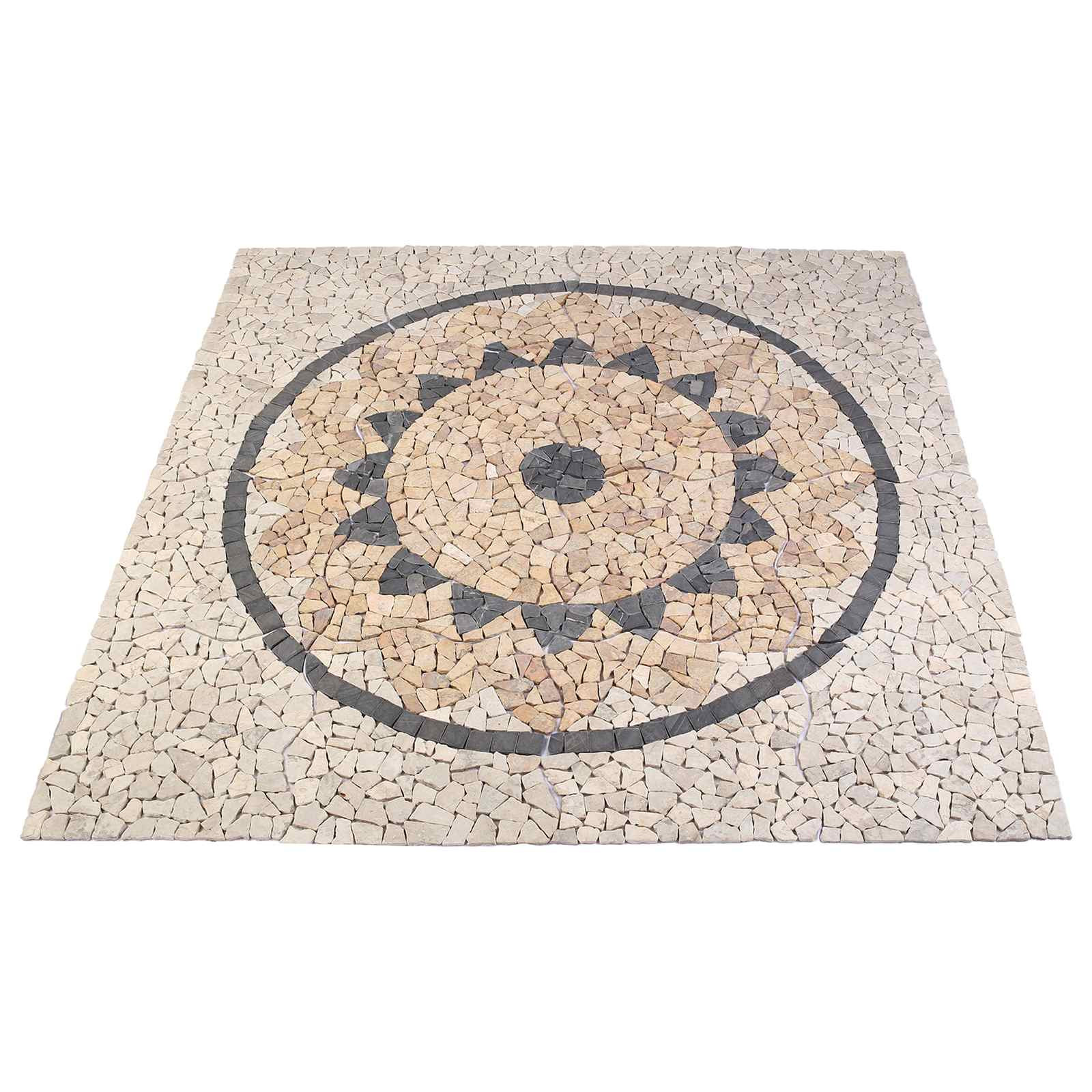 vidaXL Mosaikfliesen Sonnenblumenmuster Mehrfarbig 120 x 120 cm Marmor