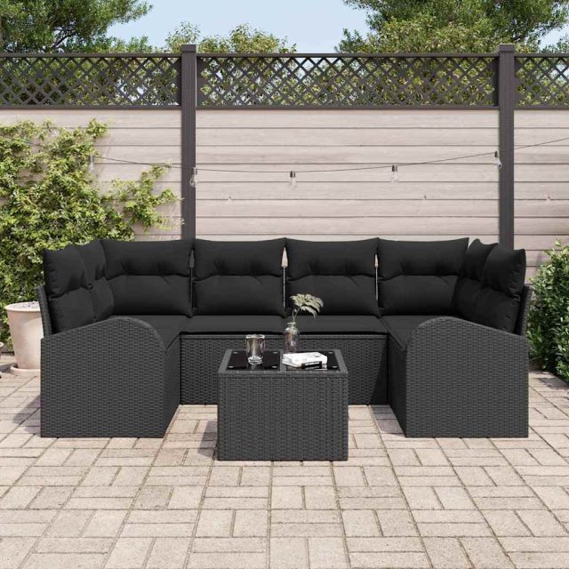 vidaXL Gartensofa-set Schwarz 55 x 55 x 37 cm Poly-Rattan