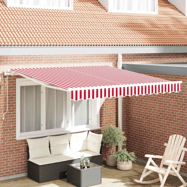 vidaXL Ausziehbare Markise Rot und Weiß 300 x 250 cm