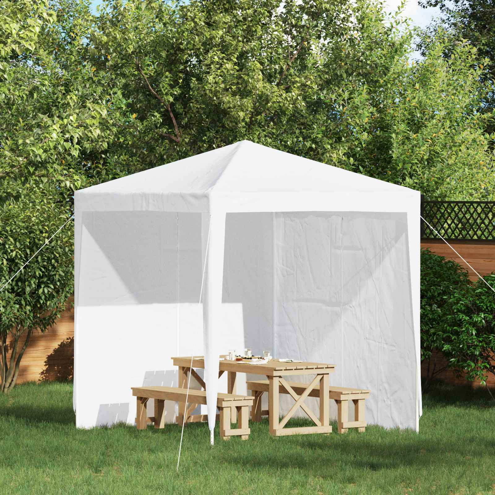 vidaXL Party Zelt Seitenteil 2 pcs Weiß 200 x 195 cm PE und Stahl