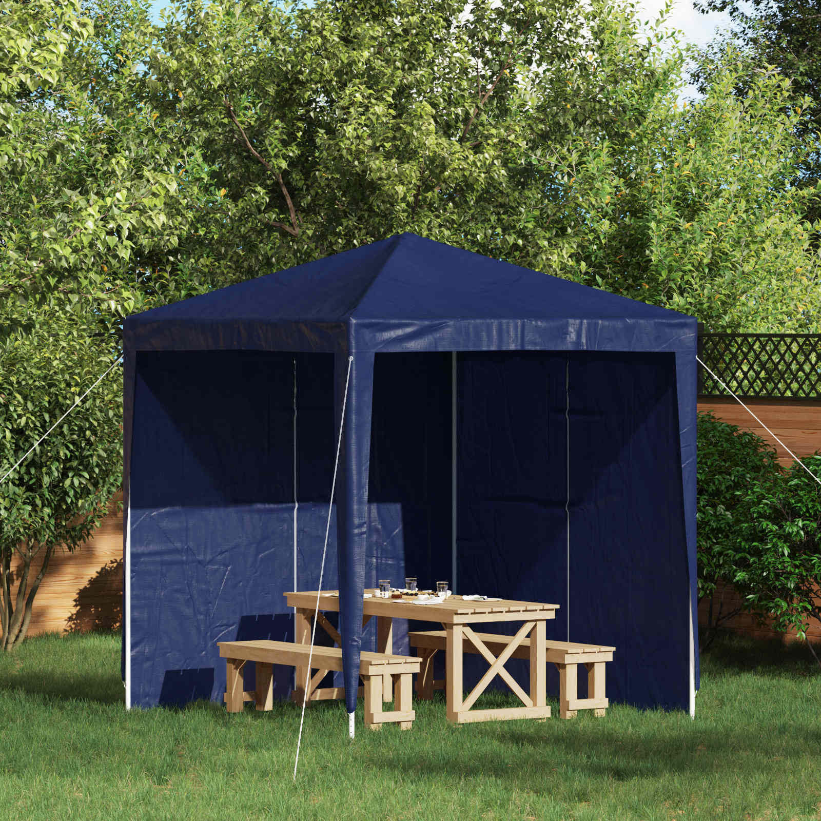 vidaXL Party Zelt Seitenteil 2 pcs Blau 200 x 195 cm PE und Stahl