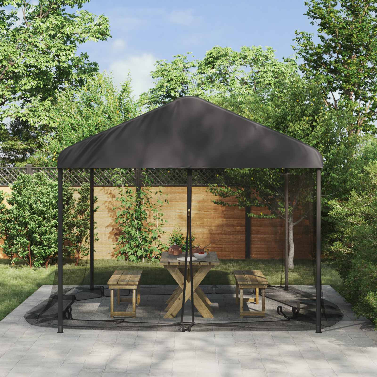 vidaXL Moskito-Netz für Pavillon 220 Mesh Schwarz 3,6 x 3 x 2 m