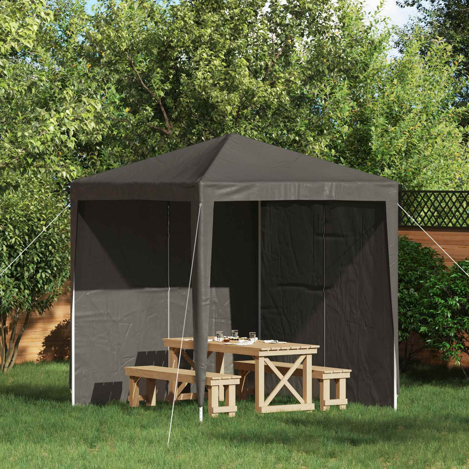 vidaXL Party Zelt Seitenteil 2 pcs Anthrazit 200 x 195 cm PE und Stahl