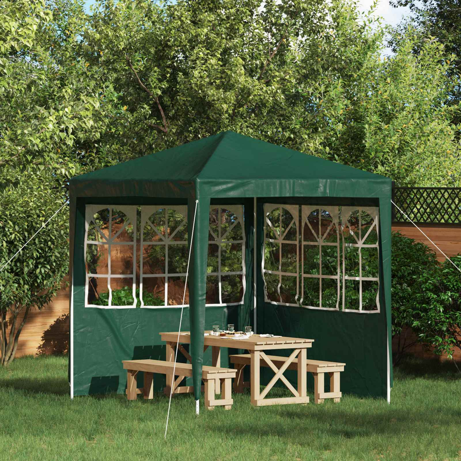 vidaXL Party Zelt Seitenteil 2 pcs 200 x 195 cm Grün PE und Stahl