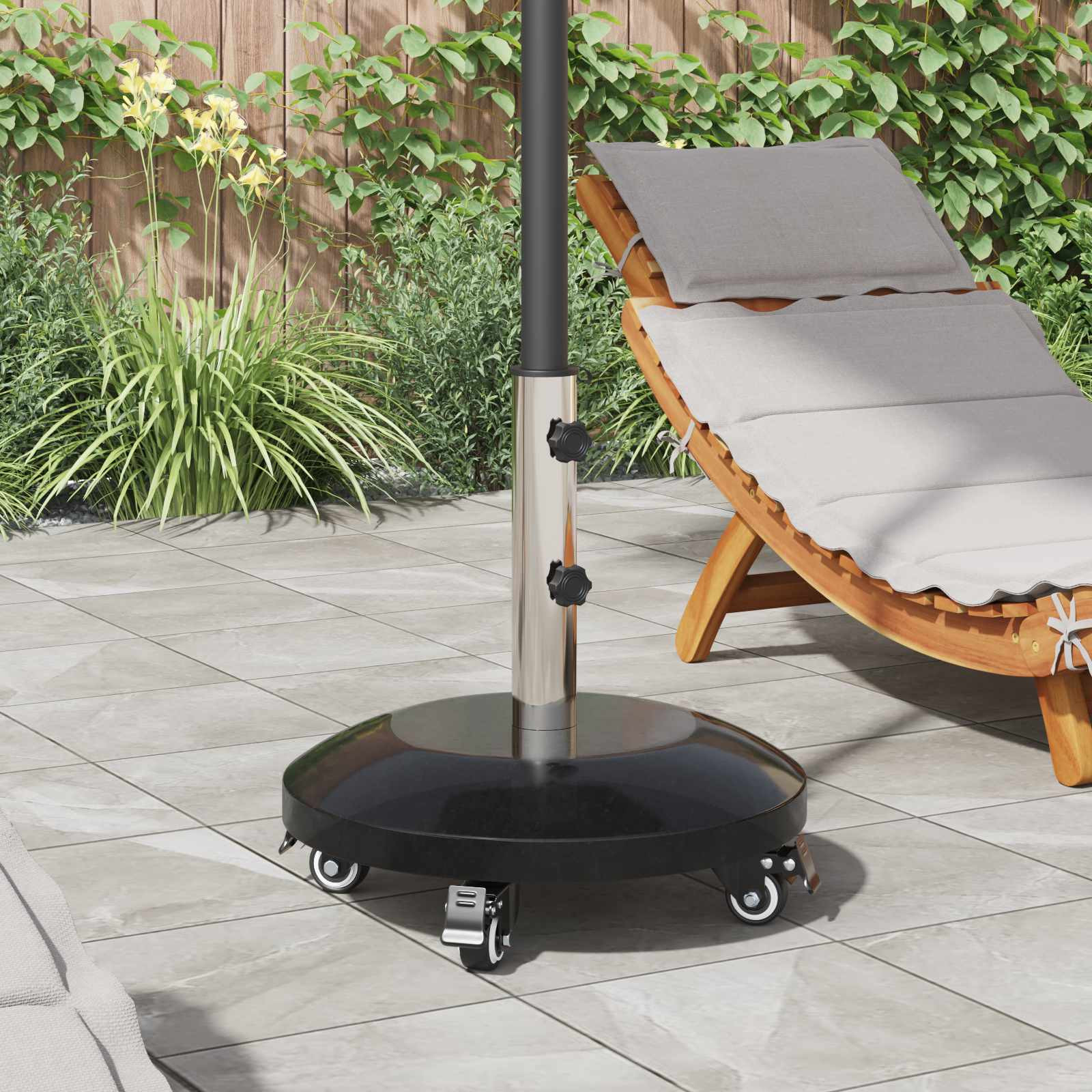 vidaXL Granit-Sonnenschirmständer mit Rollen für 40-50 mm Mast 29 kg Schwarz