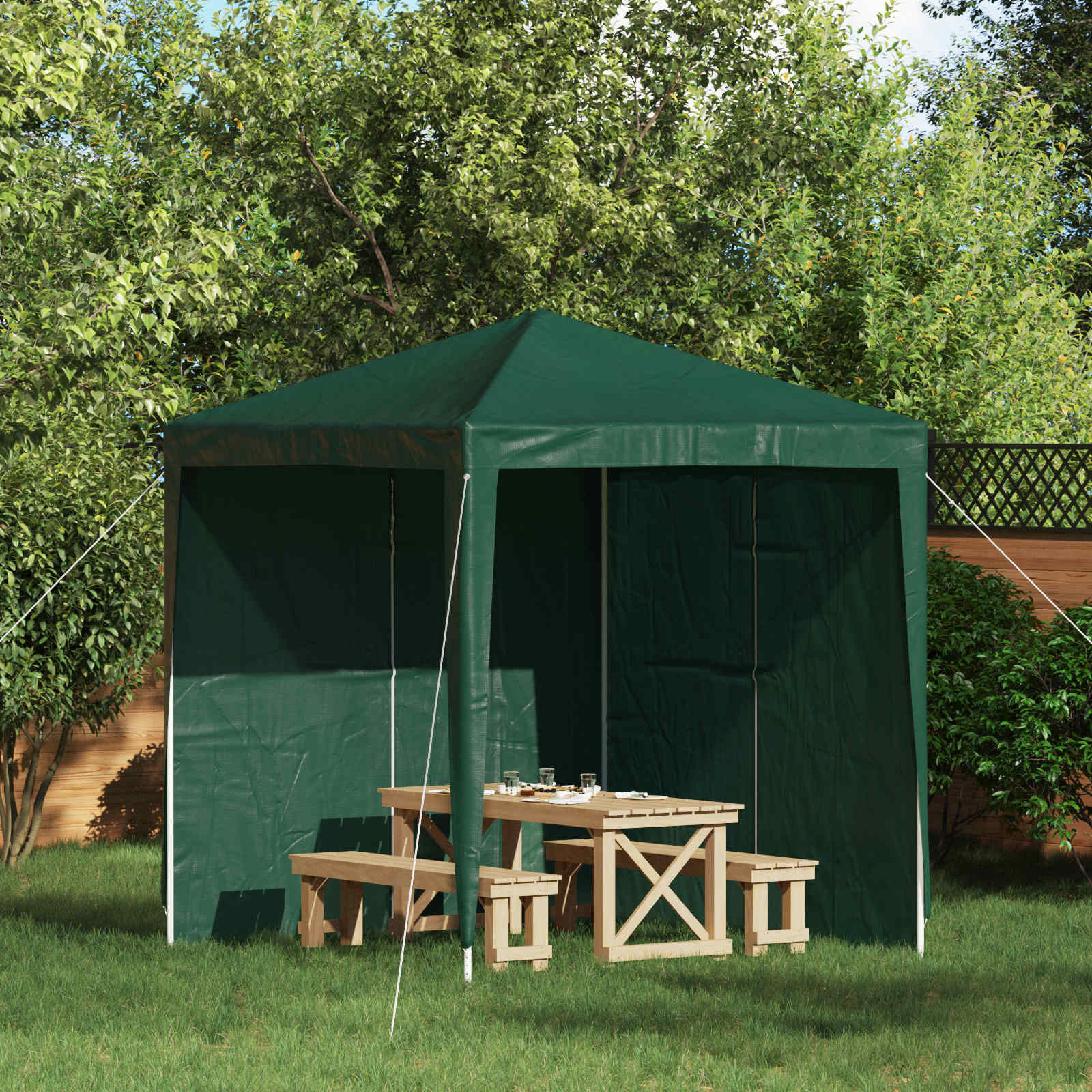 vidaXL Party Zelt Seitenteil 2 pcs Grün 200 x 195 cm PE und Stahl