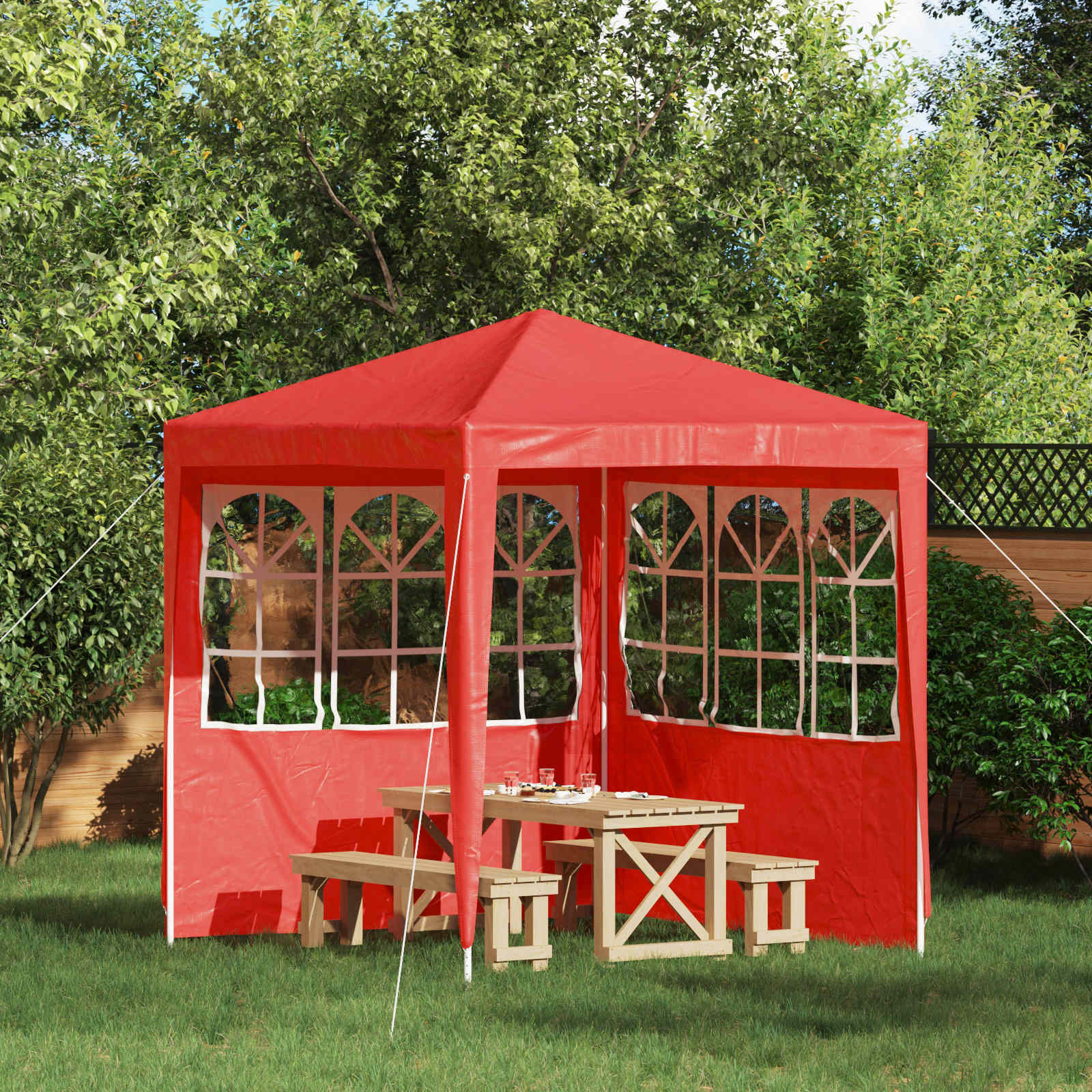 vidaXL Party Zelt Seitenteil 2 pcs 200 x 195 cm Rot PE und Stahl