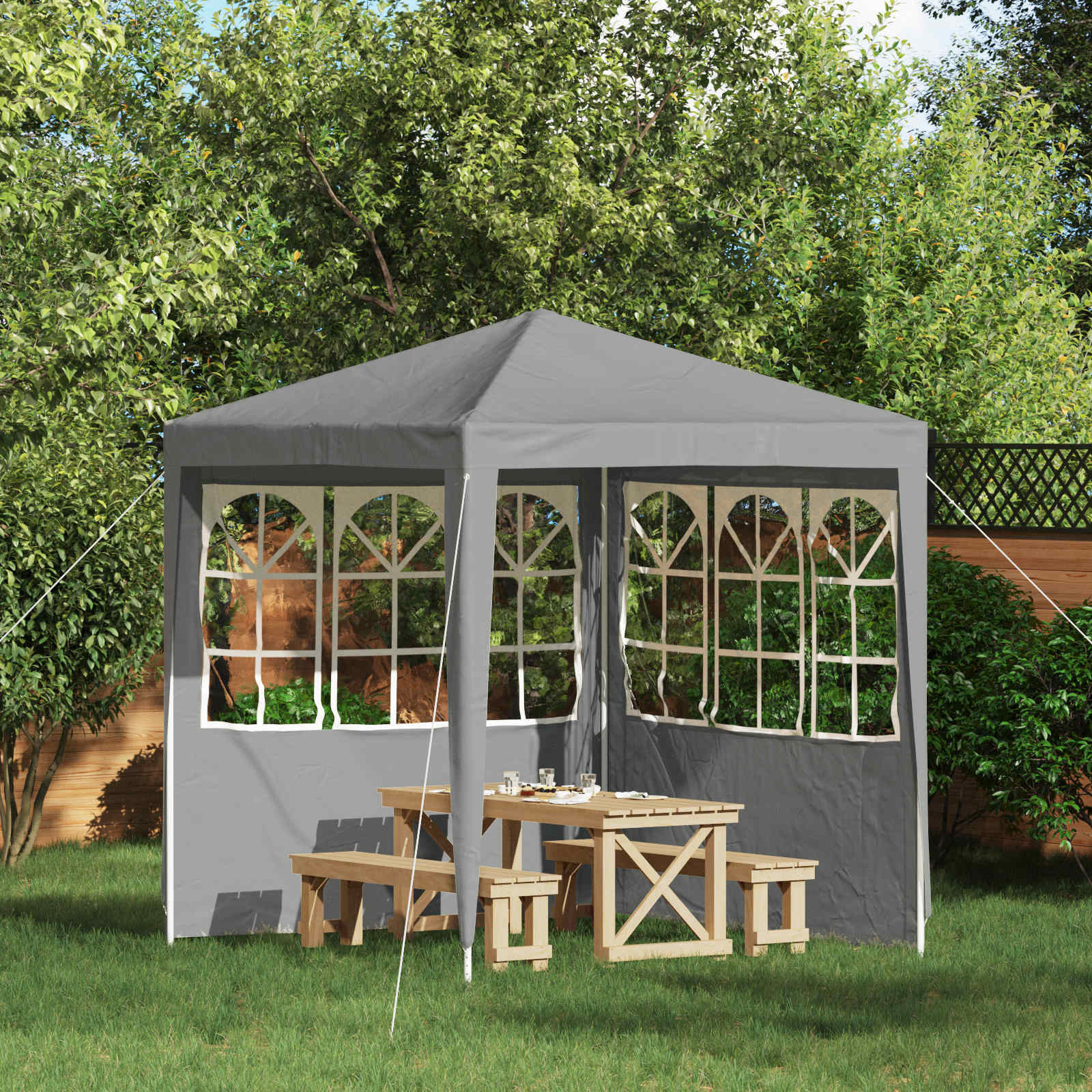 vidaXL Party Zelt Seitenteil 2 pcs 200 x 195 cm Hellgrau PE und Stahl