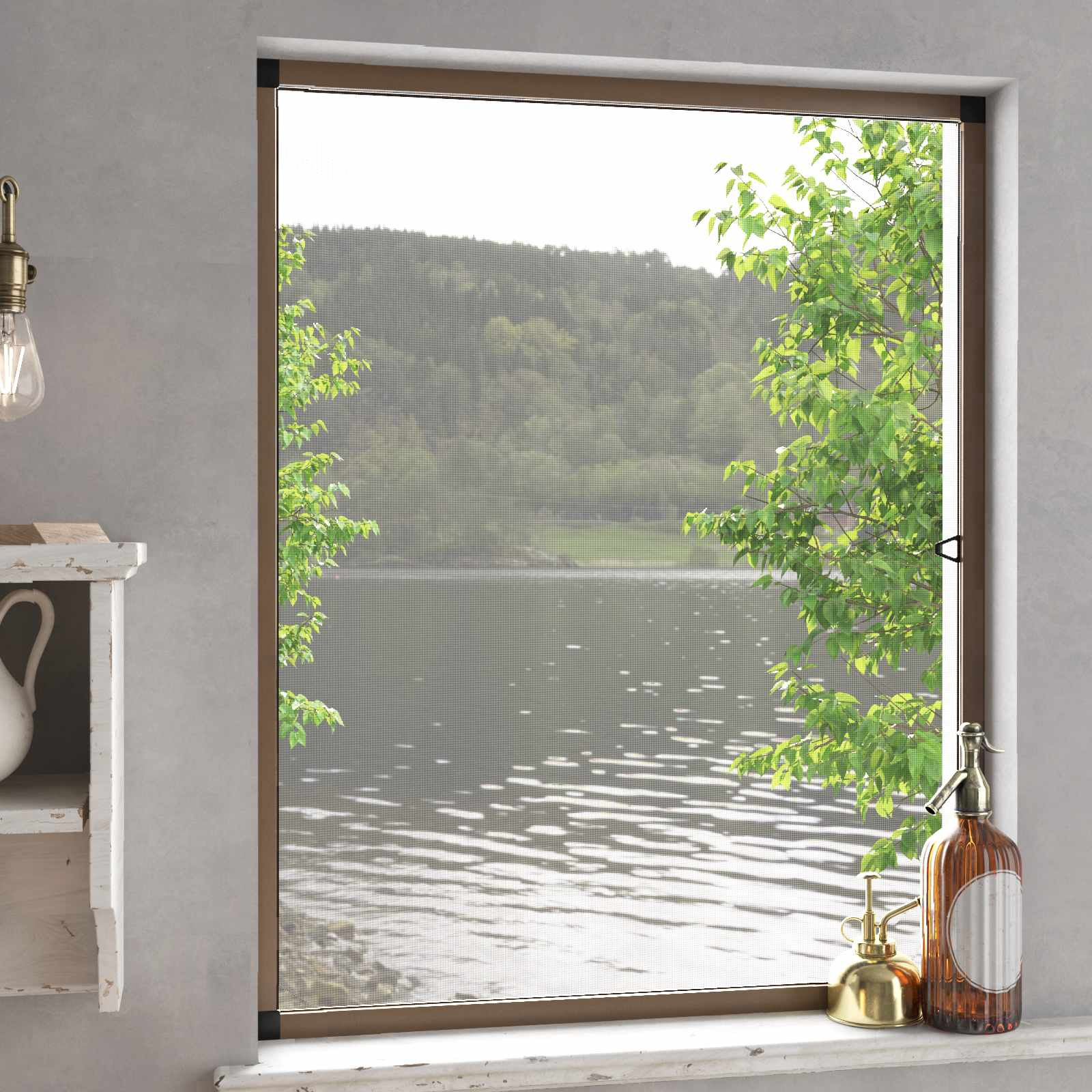 vidaXL Insektenschutz für Fenster Braun 120 x 140 cm
