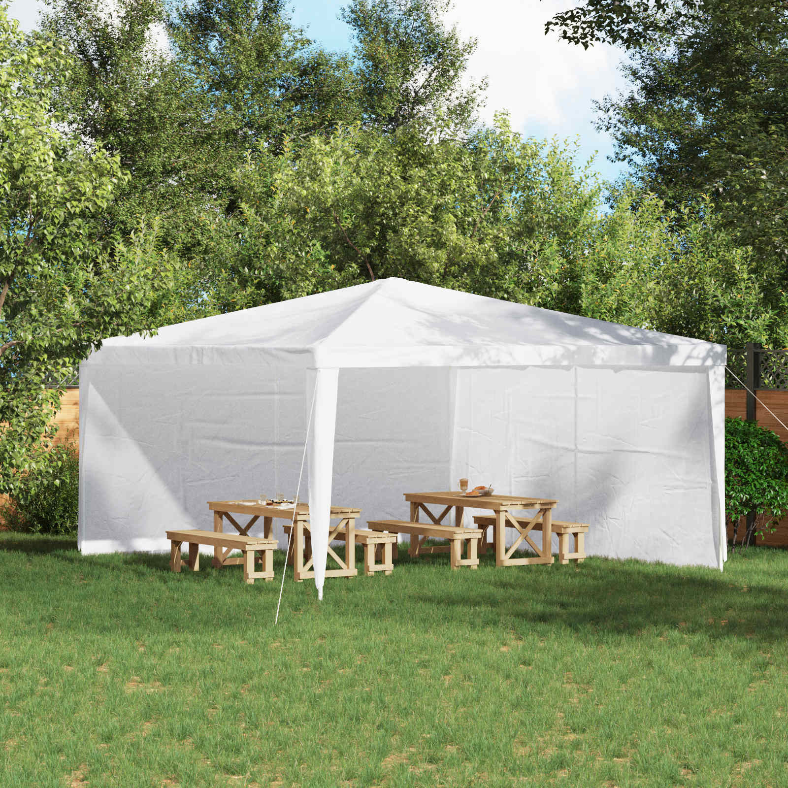 vidaXL Party Zelt Seitenteil 2 pcs Weiß 400 x 195 cm PE und Stahl
