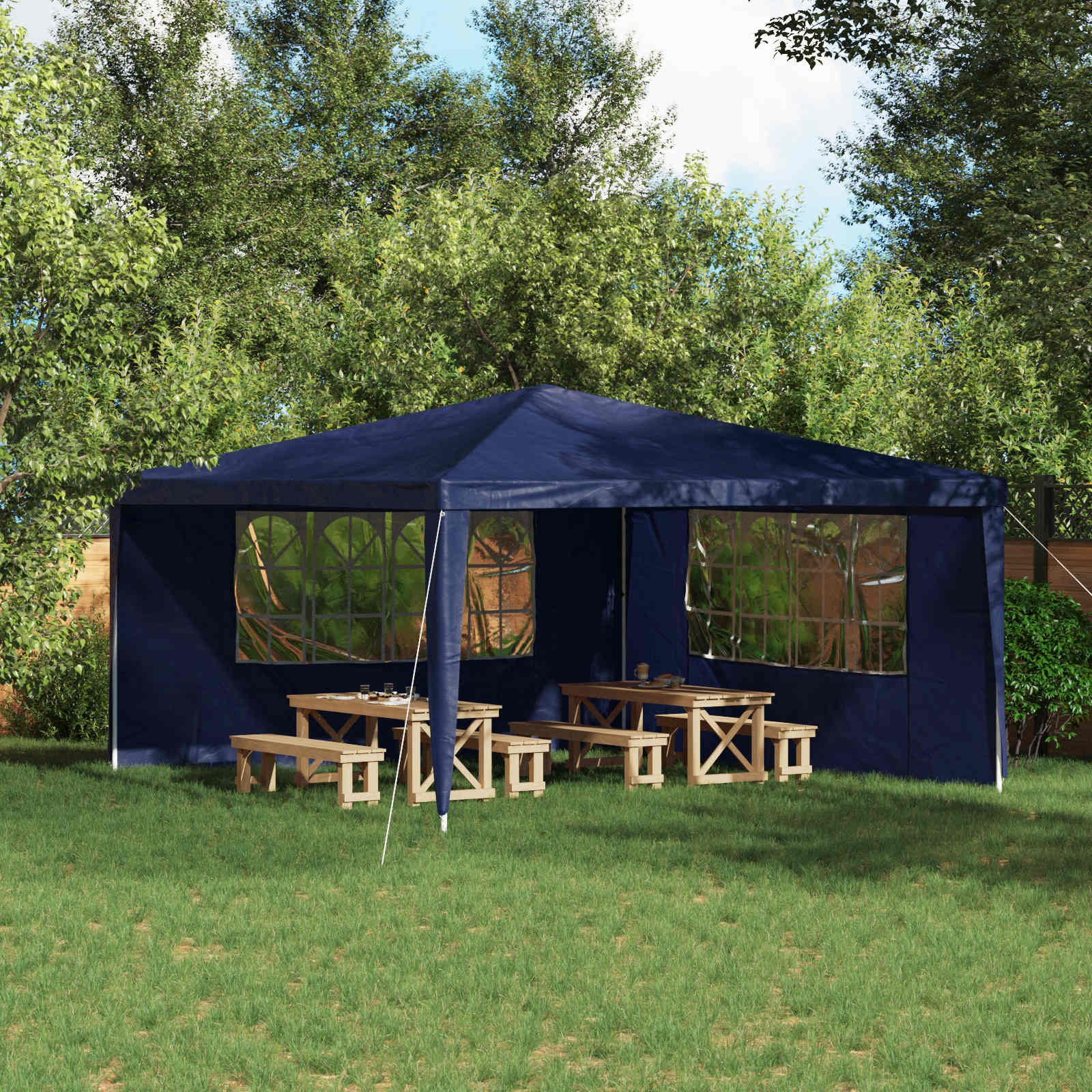 vidaXL Party Zelt Seitenteil 2 pcs 400 x 195 cm Blau PE und Stahl